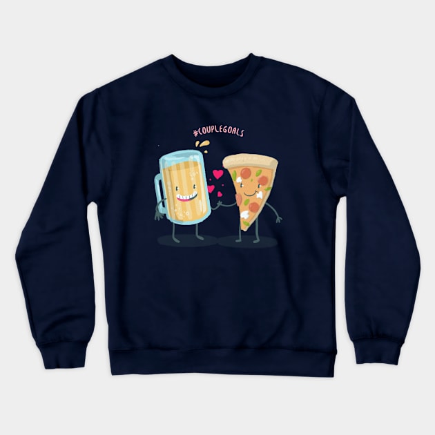 Beer and Pizza - Hashtag Couple Goals Crewneck Sweatshirt by i2studio